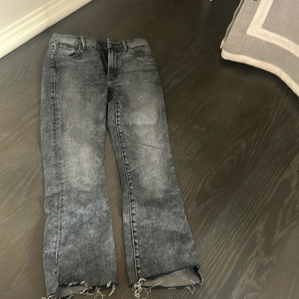 Mother grey ankle frayed jeans
